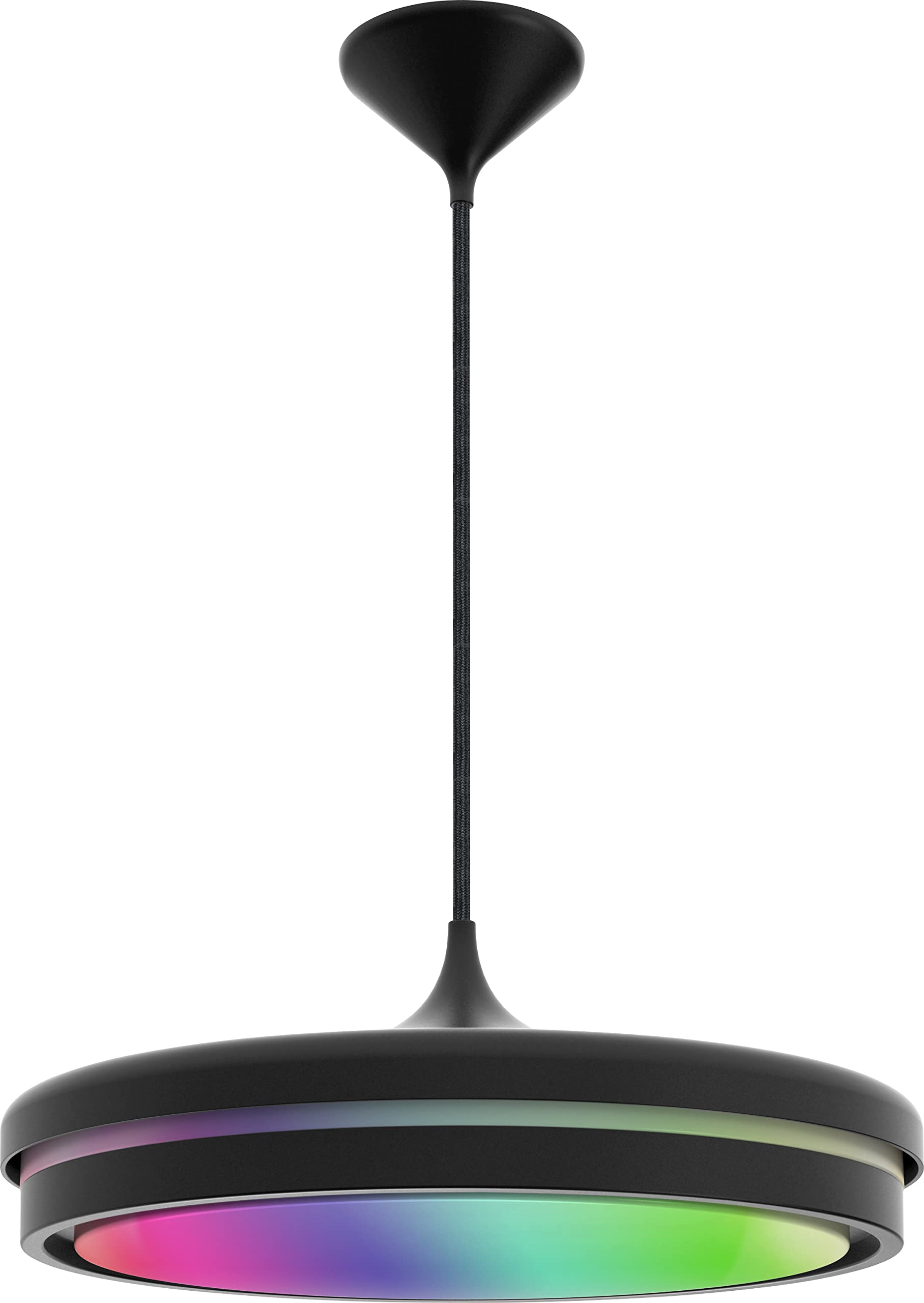 tint Smarte LED-Pendelleuchte KEA – Steuerbar per Alexa oder Fernbedienung – Dimmbare Beleuchtung mit weißem (1800-6500 K), farbigem RGB und indirektem Licht, 22 W – Ø 42 cm