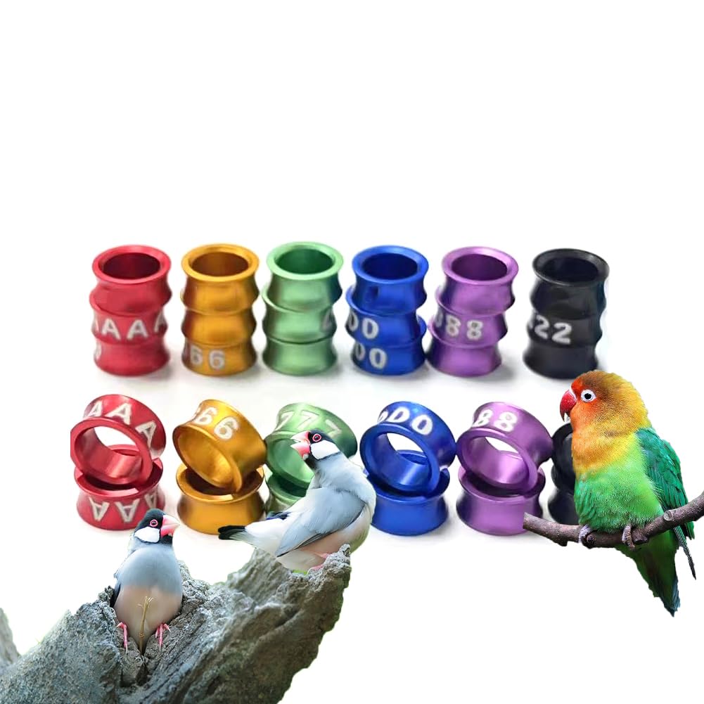 CARYZ Offener Metall-Vogelring, 4 mm–8 mm, Papageienbein, Vogelbein zur Bandmarkierung, zufällig nummeriert (Ring) 50 Stück Mixed colors4.0mm