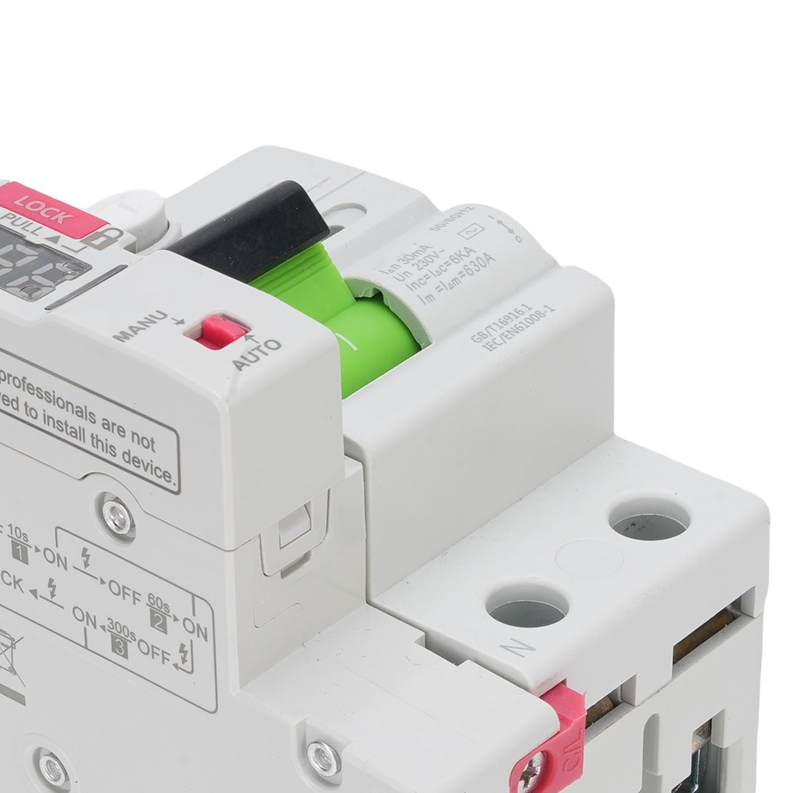 Interruttore differenziale differenziale RCD 2P RCD tipo A Display digitale ripristino automatico applicabile per energia solare fotovoltaica Smart Home (Ha pugnalato)