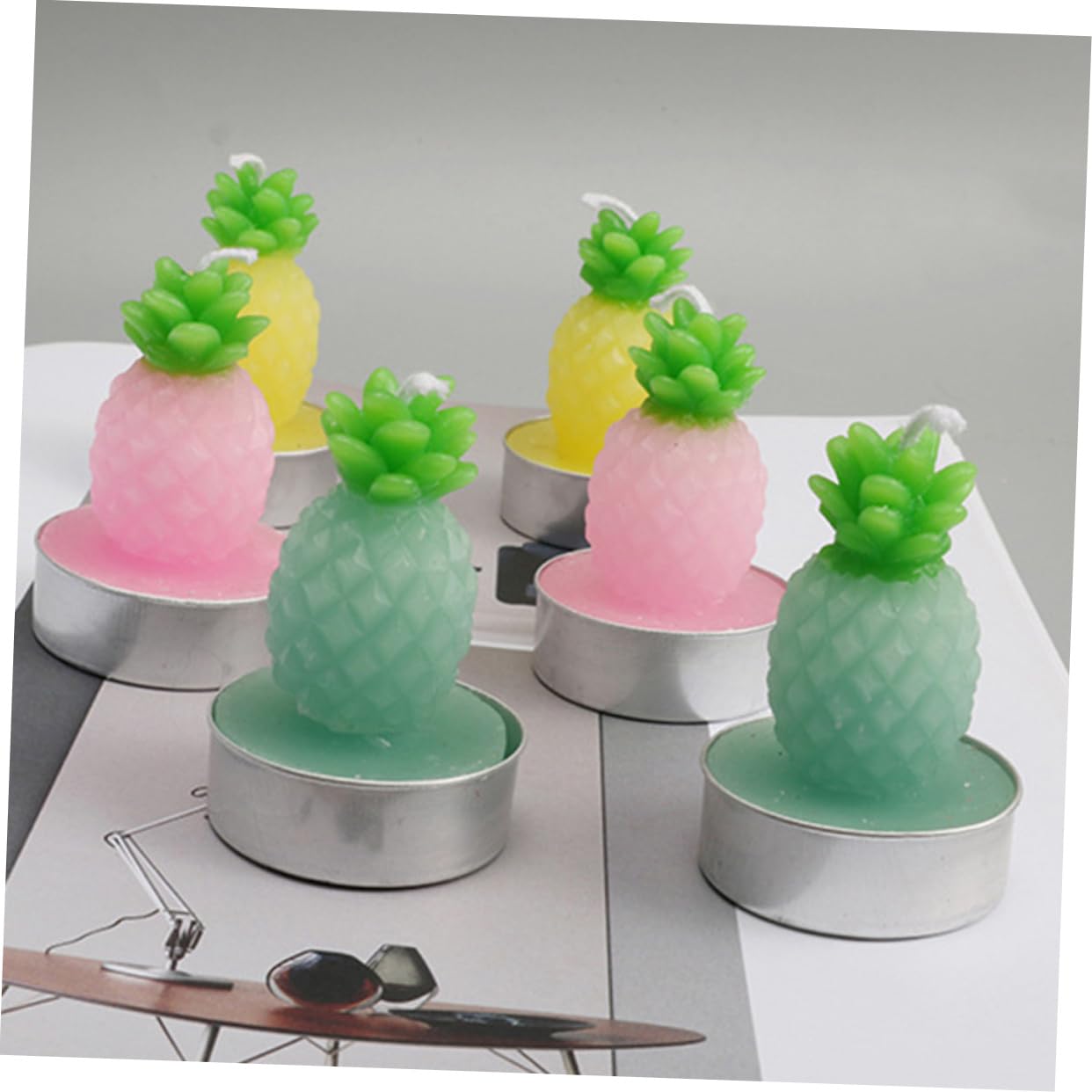 HOODANCOS 12Pcs Pineapple Tealight Candles Fruit Shaped Candles for Home Decor Parties Weddings and Festivals Cute Simulation Plant Candle Mixed Colors
