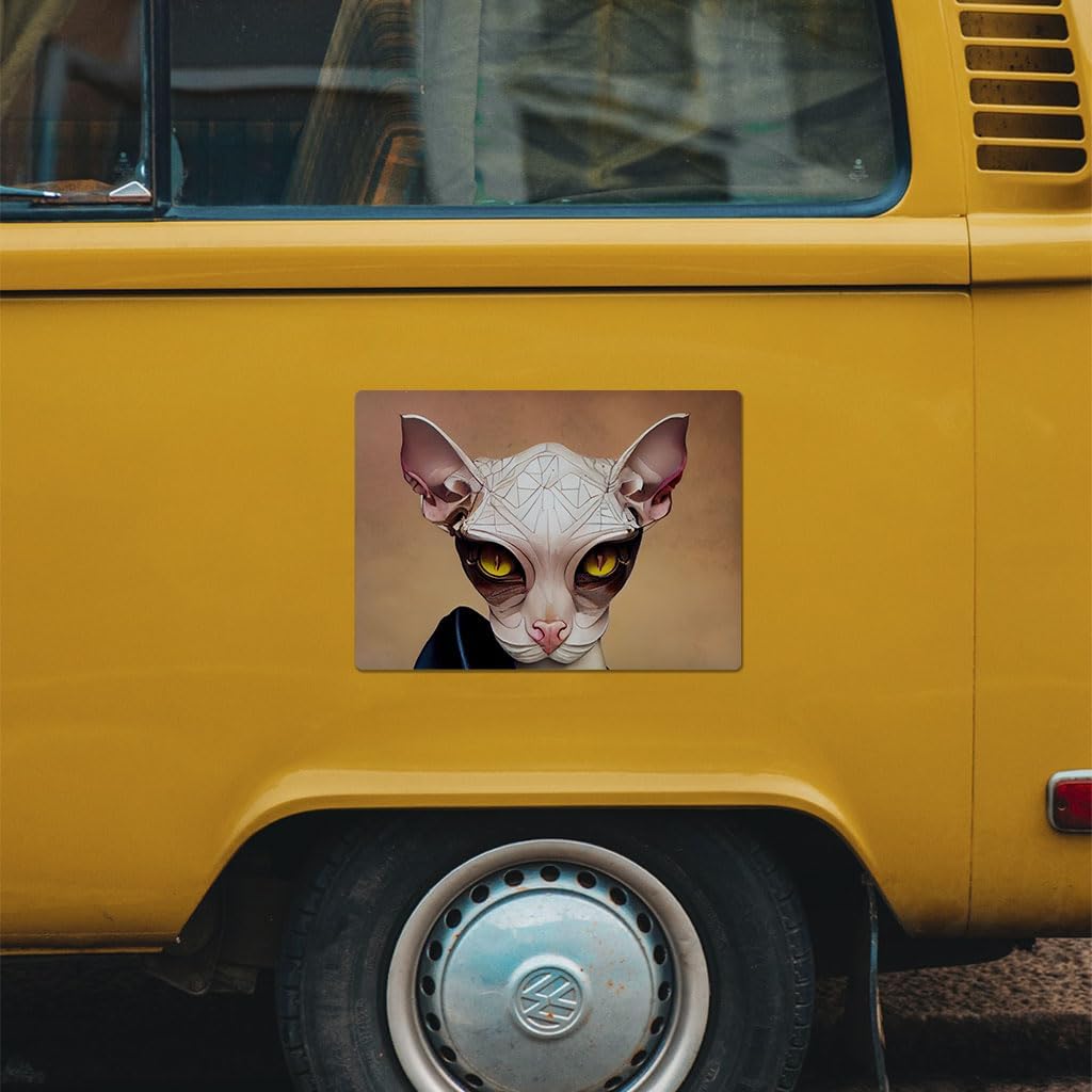 Sphynx Graphic Car Magnet 2 PCS - Print Car Magnet - Cat Art Sticker