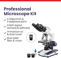 Vista 7 de AmScope Microscopio compuesto binocular LED para estudiantes y profesionales de la serie B120 - Aumento 40X-2500X - Incluye cámara USB 2.0 de 0.3MP