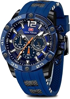 Watch for Men Sport Military Waterproof Chronograph Mens Watches Analog Quartz Big Face Classic Stylish Fashion Casual Designer Business Work Wrist Watch Elegant Gift for Men