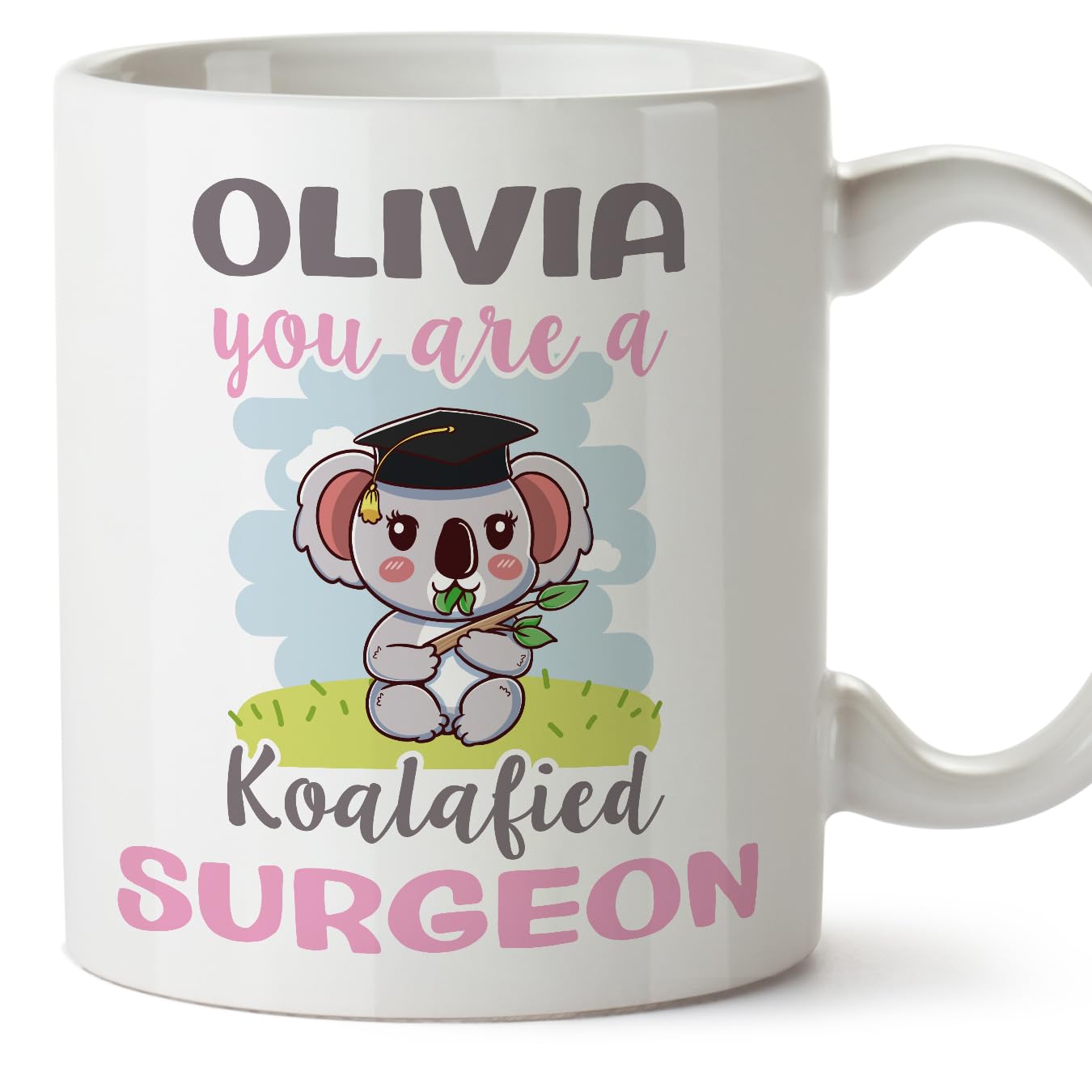 MUGFFINS Personalised Mug for Surgeon Woman - in English - Custom Koalafied - Funny Custom Gift for Colleagues - Ceramic 11oz Mug — image 1