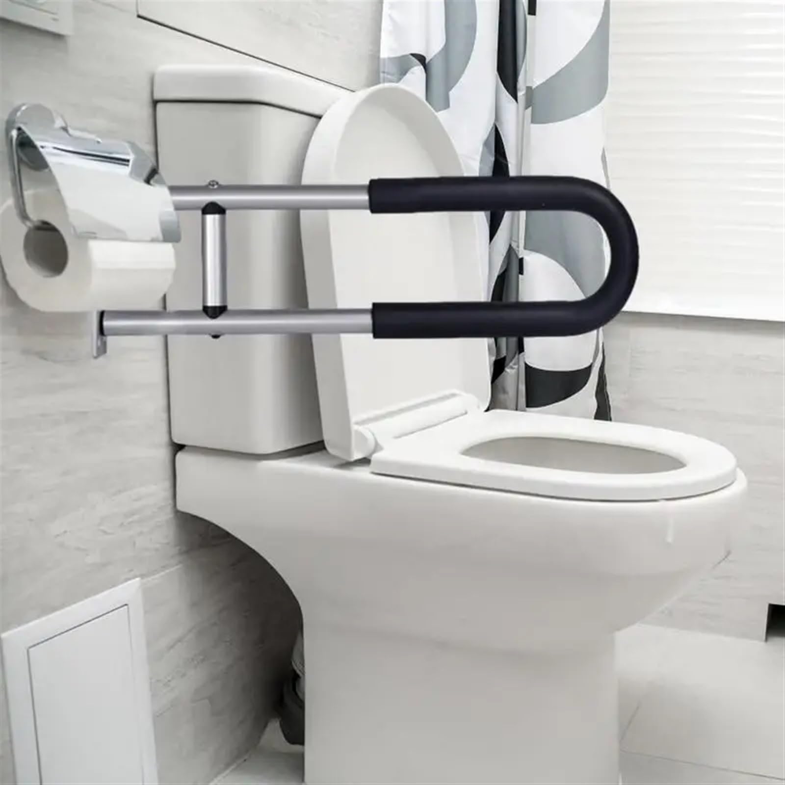 Barandilla Plegable Para El BañO Y El Inodoro Barra de agarre for inodoro, pasamanos aleación aluminio, barra seguridad abatible en forma U(B)