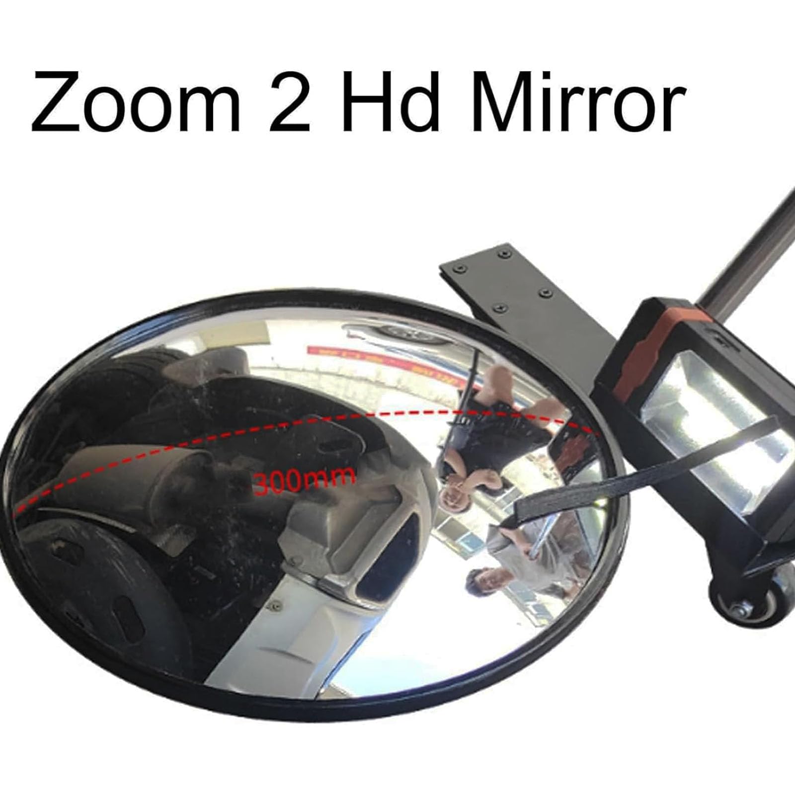 Espejo De Inspección De Bajos con Luz Led, Equipo De Seguridad para Revisión De Bajos De Vehículos con Mango Retráctil Ajustable De 475-1140 Mm Y 30 Cm De Diámetro,