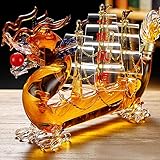 QQXX Dragon Zodiac Bottle Whiskey Decanter,Large Reusable Chinese Dragon Boat Wine Decanter,Zodiac Shape Whiskey Decanter for Liquor Scotch Bourbon