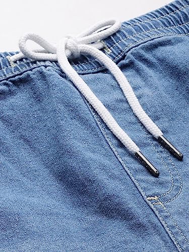 Image of The Indian Garage Co Men Regular Fit Solid Mid-Rise Denim Shorts