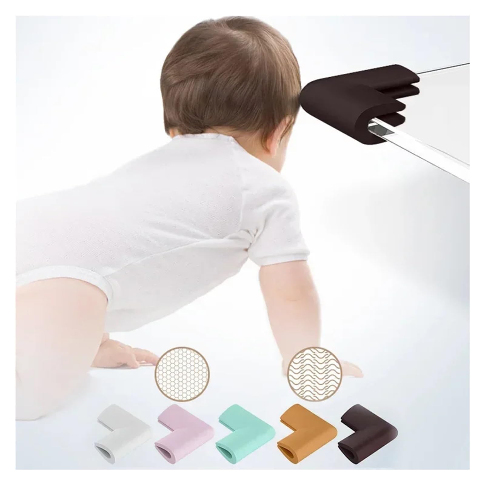 Protectores de Esquina para mesas, Seguridad Infantil, 4 Piezas, protección para Vidrio, café, Cinta Adhesiva para Esquinas.