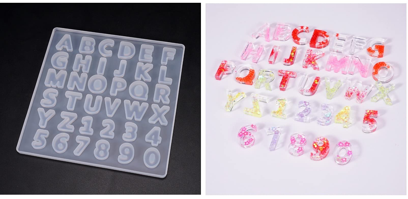 R H LIFESTYLE Creative DIY Multipurpose Transparent Silicone Expoxy Resin Casting Capital Alphabet & Number Mould Keychain Pendant Mold (Alphabet Mould Without Hole) 2