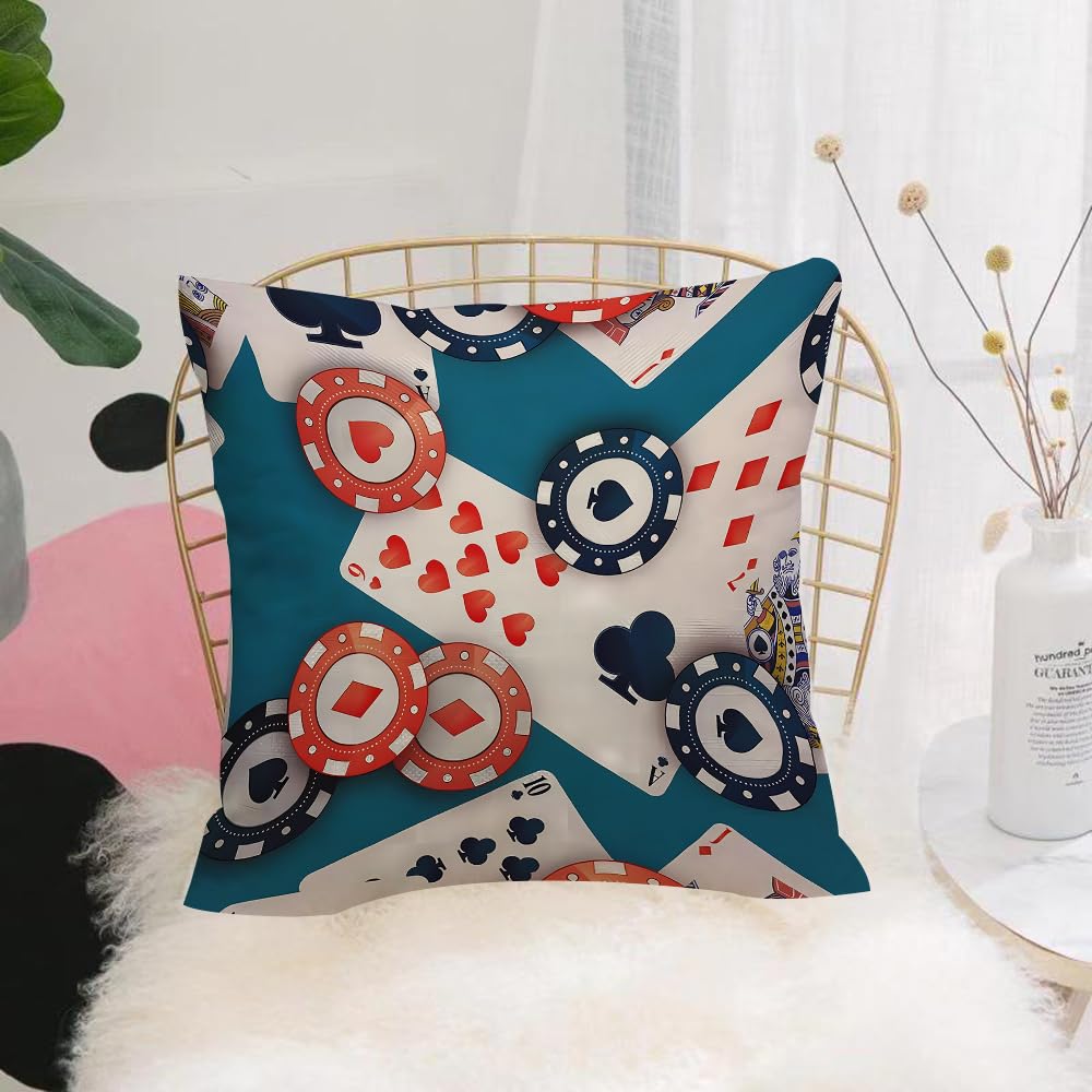 HYMSXW Cushion Cover,Throw Pillow Case Home Decorative for Living Room Bedroom Sofa Chair 20X20 Inch,Game chips and cards are scattered on the table. Casino. Games. Leisure. Risk.,Pillowcase 50X50cm