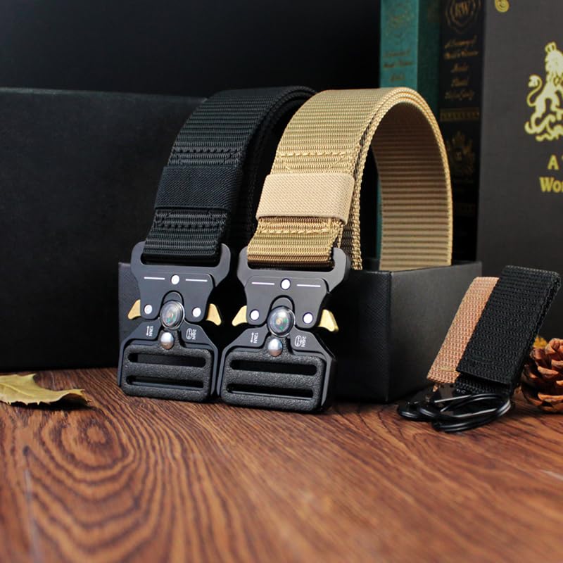 ‌Tactical Belt for Men with Built-in Compass - Military 1.5" Nylon Web Belt | Quick-Release Buckle for Hiking,3