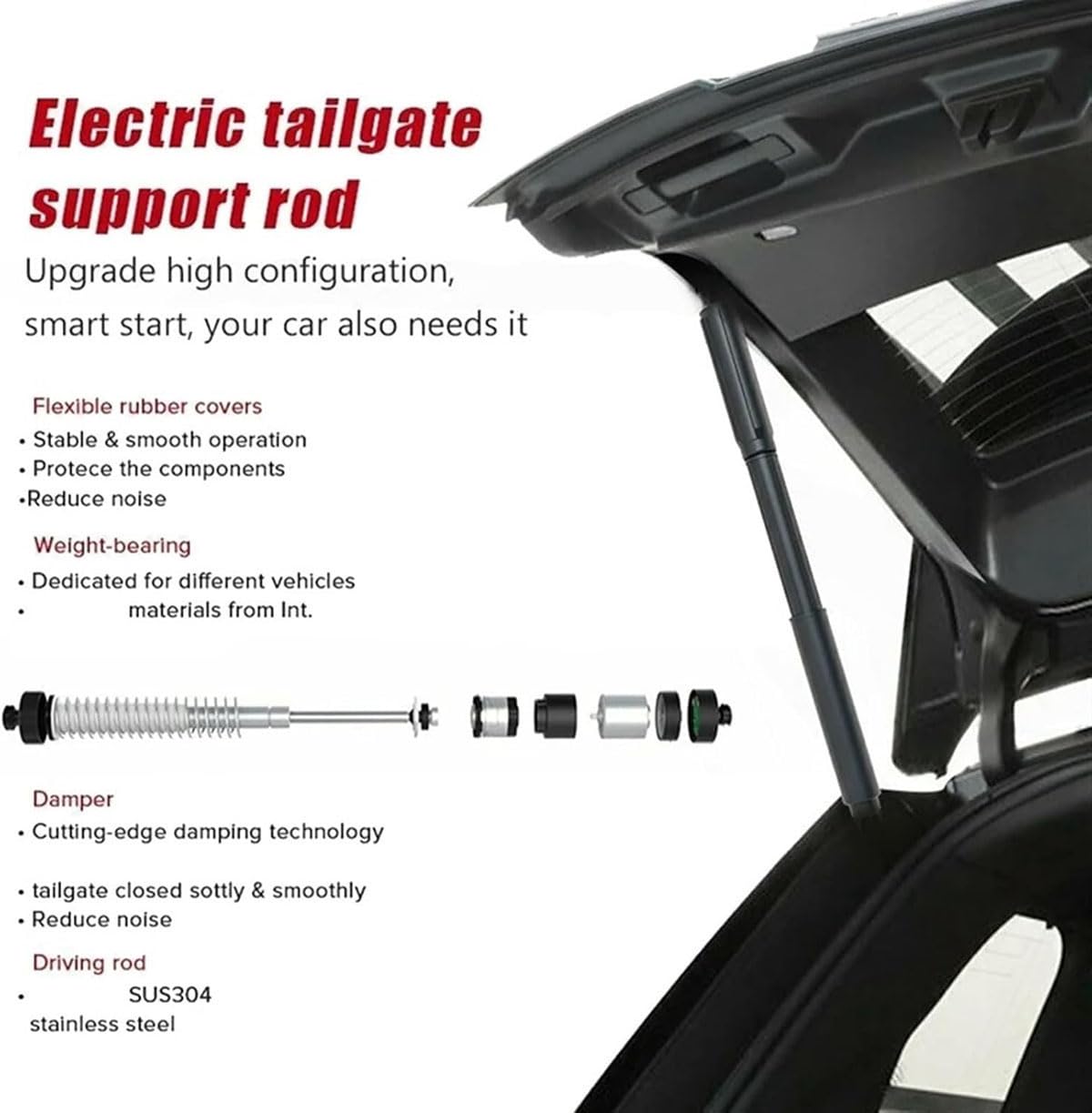 DOFFO Auto Ammortizzatori Cofano Posteriore elettrica per Volvo XC40 536 2019-2024 (L) 32296296 (R) 32296297,Baule Molle a Gas Strut Ascensore Portellone Idrauliche Staffa Bagagliaio Supporto