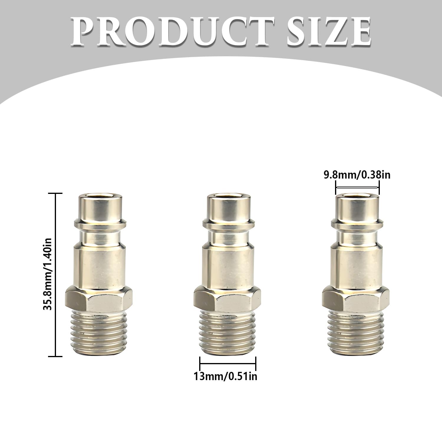 5-Piece Male Thread Air Line Connectors, Durable Pneumatic Fittings for Compressors and Hoses Secure Couplers for Efficient Airflow - Image 3
