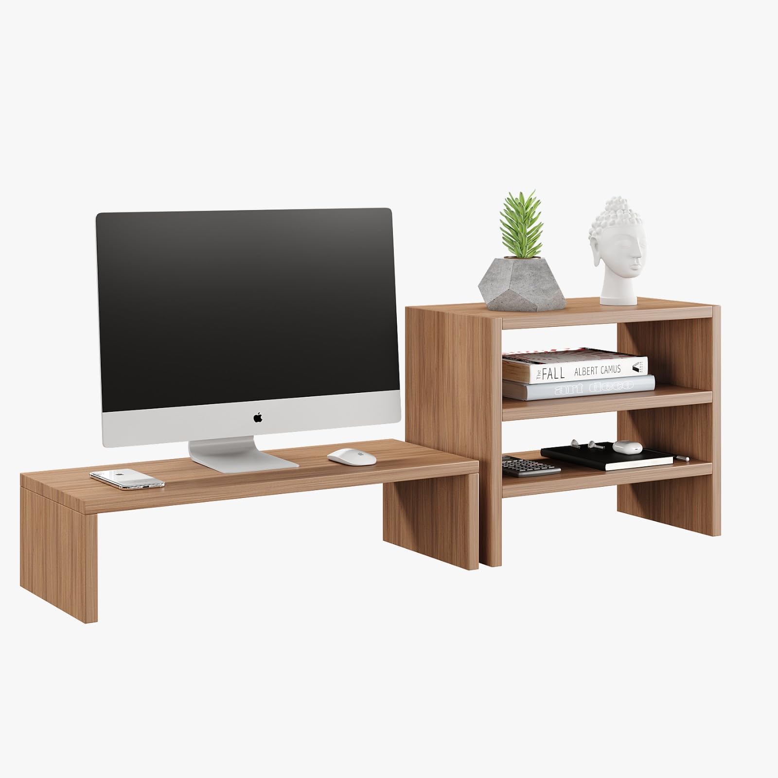 FURNEASER Densi Wooden Monitor Stand Organizer Desktop Organizer Monitor Riser Laptop Stand, Desk Table Top Organiser (Exotic Teak) (B0D8QPH1NH) Amazon Price History, Amazon Price Tracker
