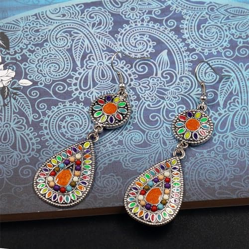 Mexican Earrings for Women Indian Ethnic Accessories for Women Jhumka Boho Jewellery Ethnic Retro Color Indian Mexico Gypsy Hypoallergenic Dangle Drop Jewelry2