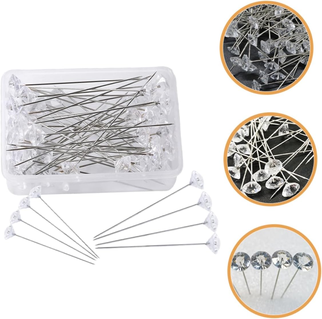 ORFOFE Durable Diamond Shaped Head Pins Wedding Bouquet Jewelry DIY Locating Pins Resistant Decorative Straight Pins for Crafts Sewing Projects