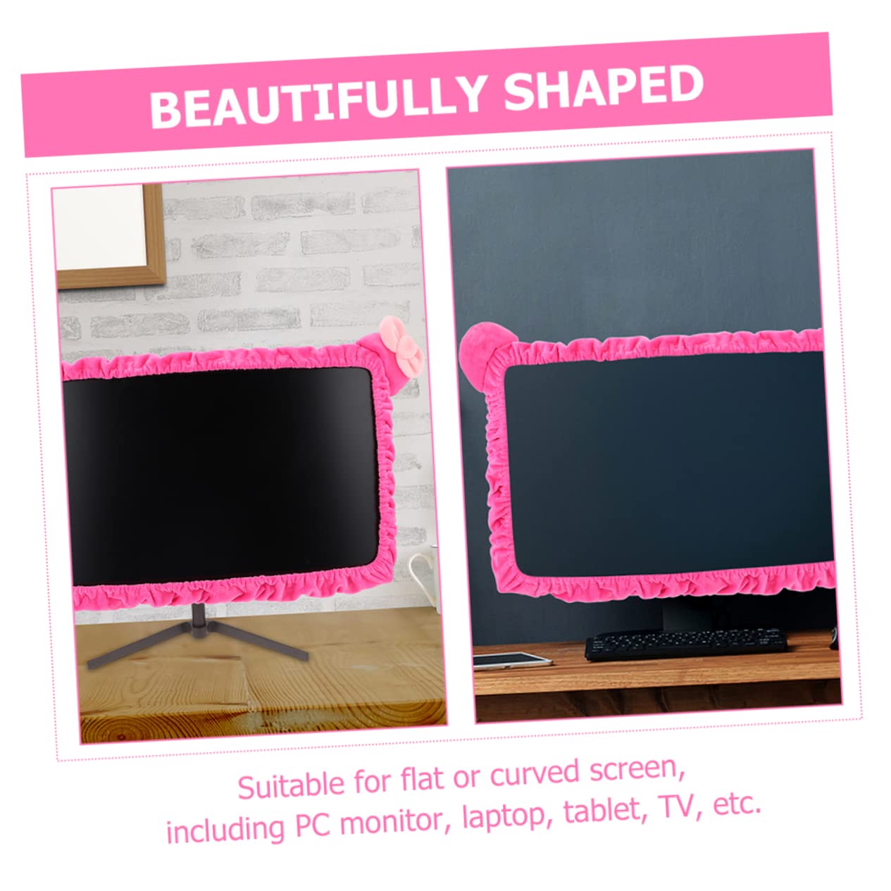 Copertura Flessibile per Monitor PC in Poliestere 2 Pezzi | Rosa, Facile da Pulire, Alta Elasticità, per Computer e Schermo, Confezione Doppia