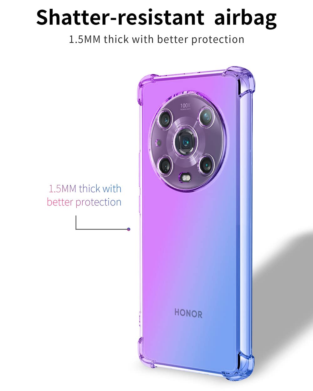 Hülle Für Honor Magic4 Pro – Ultradünn, Stoßfest Mit Glitzerkarte & Galvanisierten Kanten, Elegantes Silikon (Lila)