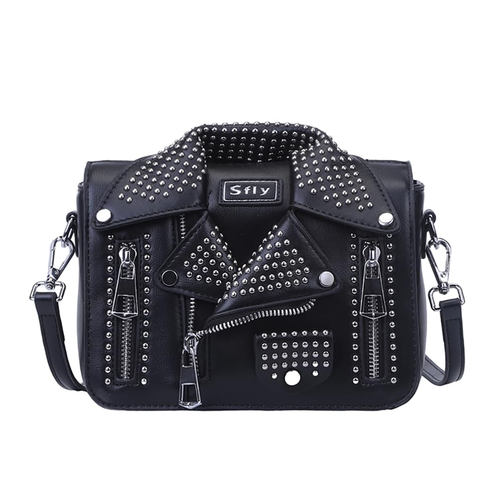 Sfly Unique Cute Crossbody Bags for Women Leather Jacket Design Fashion Rivet Casual Shoulder Bag Clutch Purse