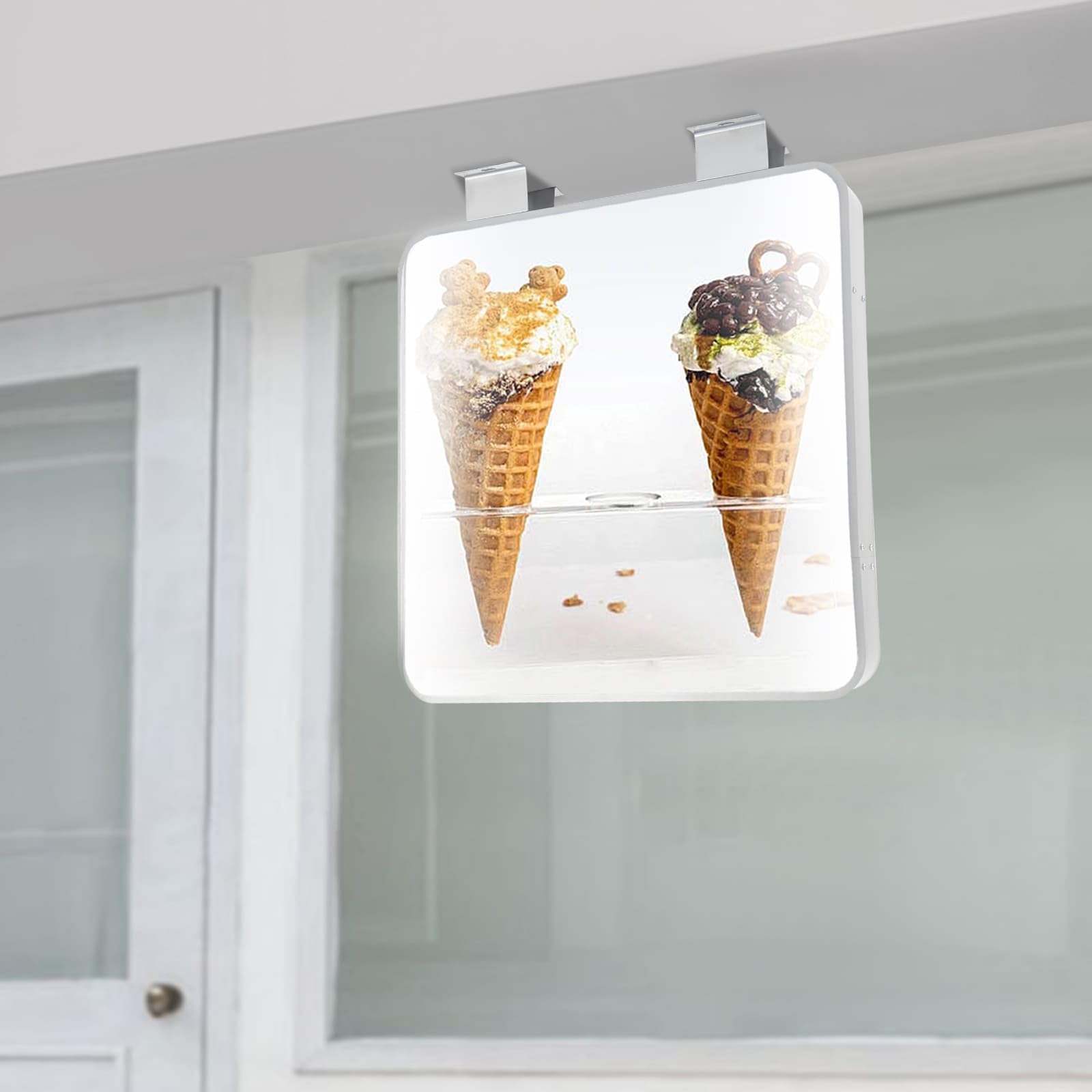 Panel publicitario luminoso LED, caja de luz LED cuadrada doble cara, 60 cm, IP65, aleación de aluminio y acrílico, para restaurantes, tiendas y peluquerías