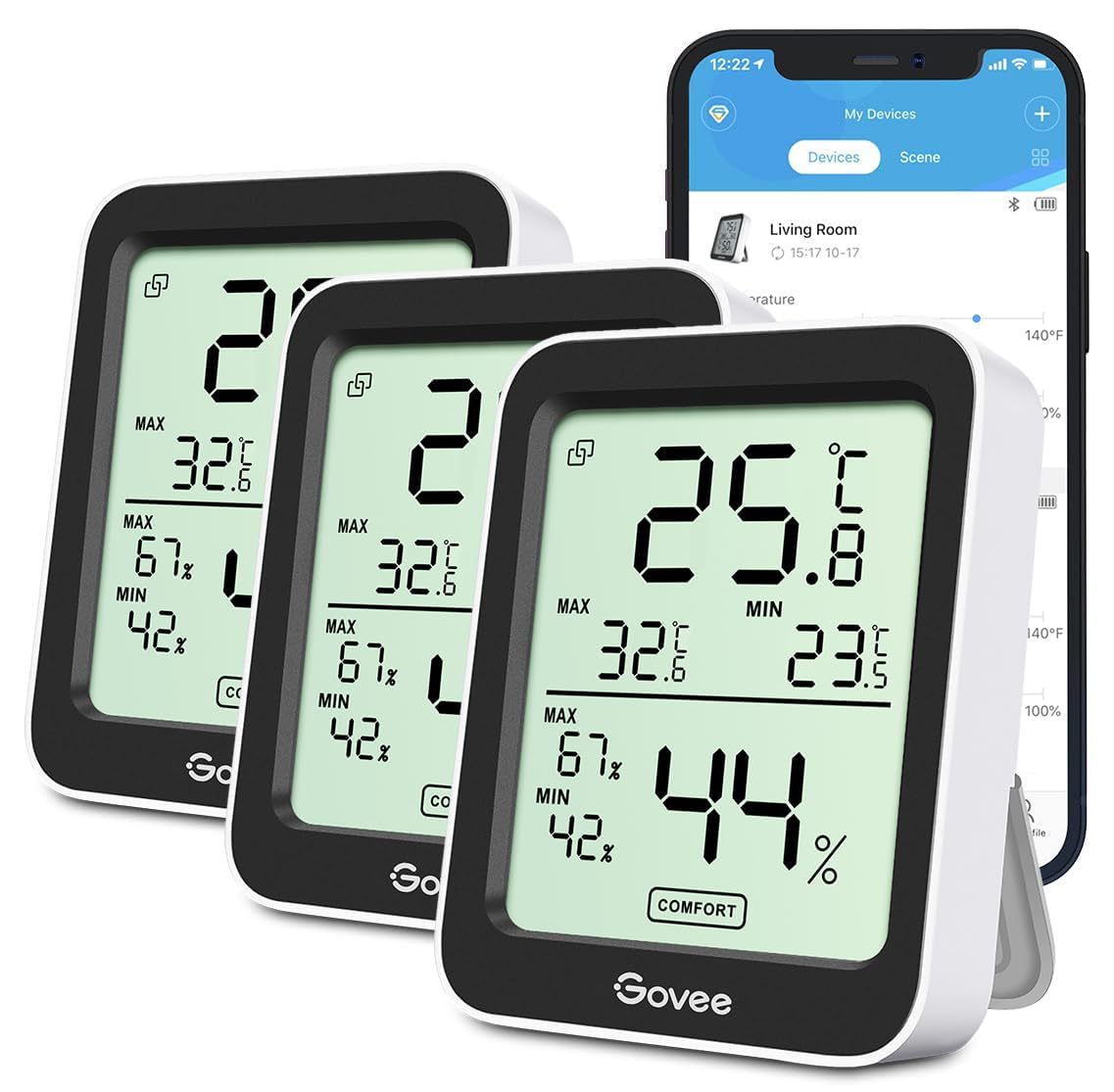 Govee Termómetro higrómetro interior 3 pack