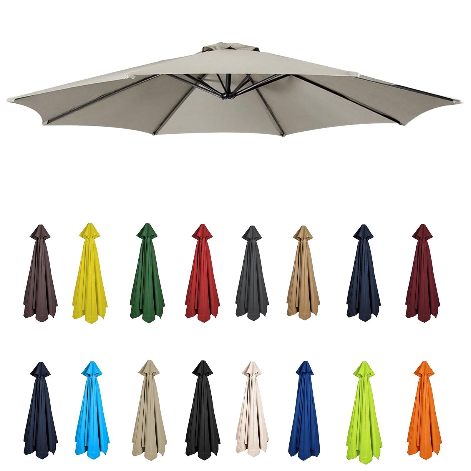 2m-3.5m Replacement Parasol Canopy, Umbrella Replacement Fabric, Garden Umbrella Replacement Cover, Outdoor Replacement Fabric, 6/8 Arms, replacement parasol fabric cover for Garden Umbrella(Top color