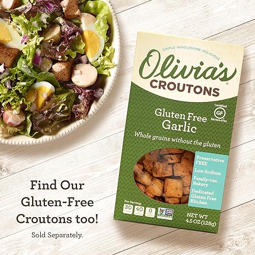 Butter And Garlic Croutons For Salad - Garlic Butter Croutons - Butter Garlic Croutons For Salads - Salad Toppings Crunchy - Crunchy Garlic Topping - Caesar Croutons - Olivia\'s Croutons - 5oz - 2 pack