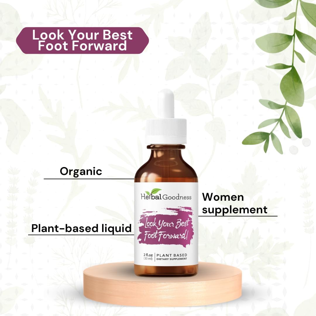Herbal Goodness Look Your Best Foot Forward - 2oz Bottle - Plant-Based Beauty Liquid Extract for Skin, Hair & Nails. Substitute Liquid Collagen for Women & Biotin, Horsetail Supplements