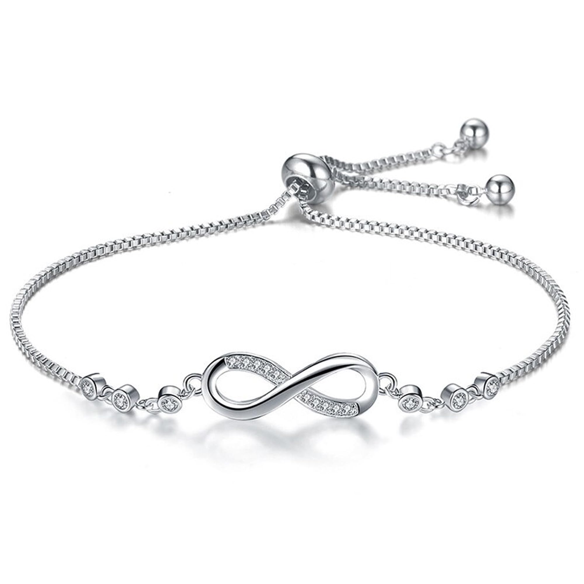 Fashion Frill Silver Bracelet For Women CZ Infinity Silver Adjustable Bracelets For Women Girls Stylish Love Gifts Womens Jewellery Wriswear (B0CD3Q64GY) Amazon Price History, Amazon Price Tracker