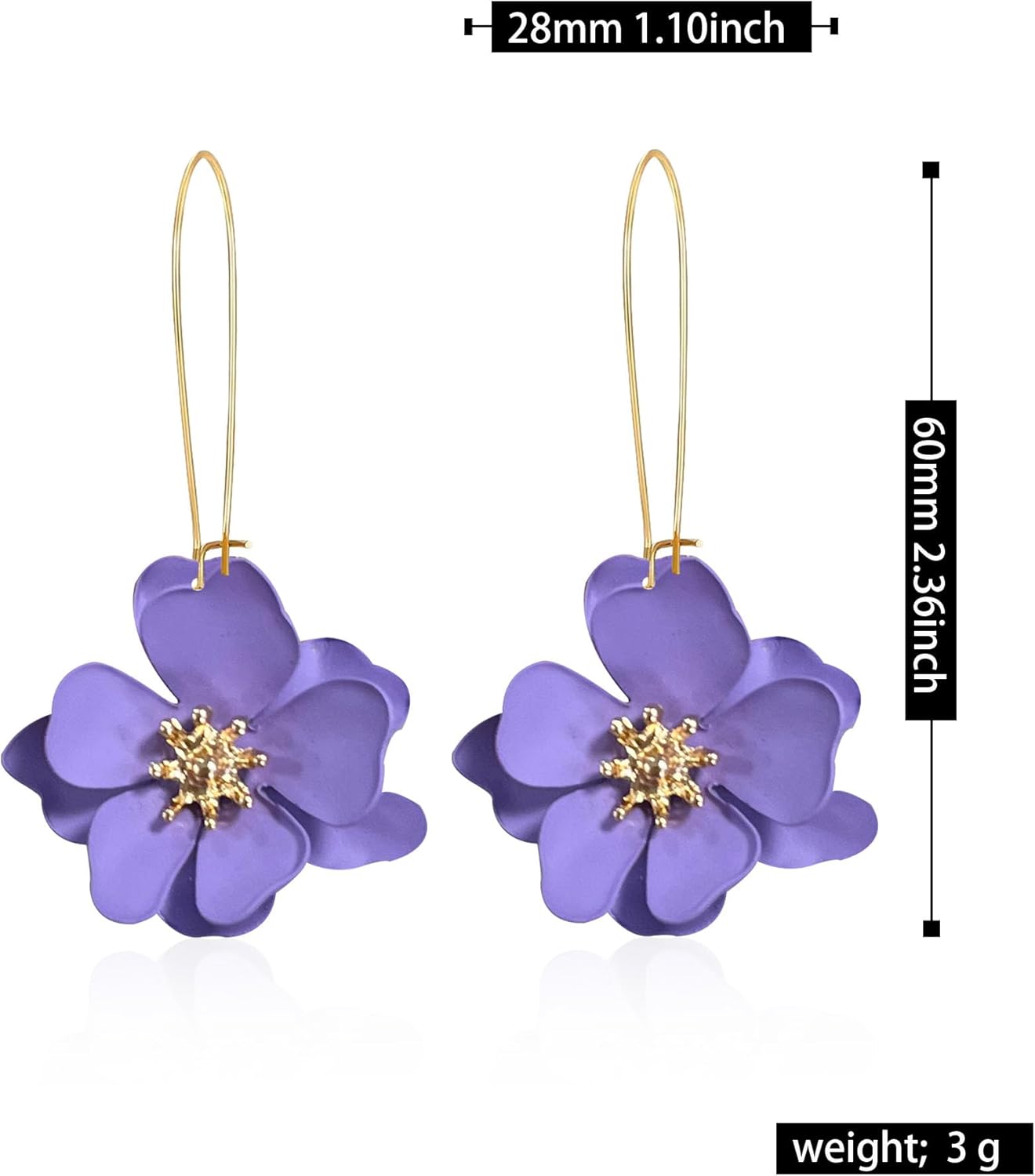 Bohemian Daisy Flower Matte Floral Long Petal Drop Dangle Earrings Layered Tiered for Women Chic Boho Wedding Jewelry - Image 5