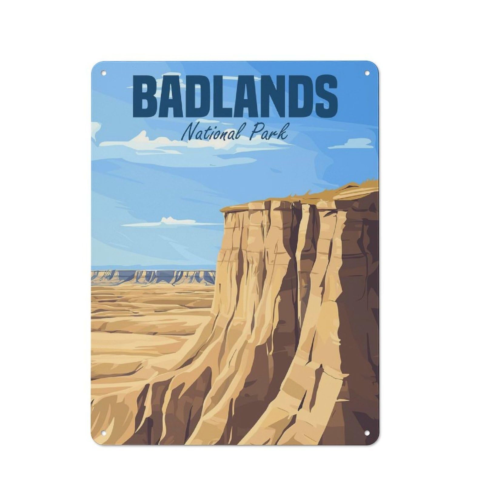 Junmoney Style-11 Badlands National Park Vintage Metal Sign 40X30cm, Shop Front Style Cafe Wall Decor For Takeaway, Bar, Kitchen Or Counter Area