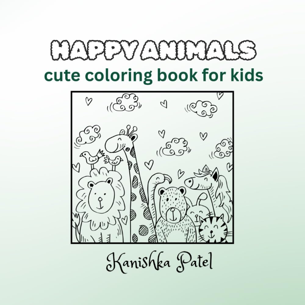 Happy Animals: Cute coloring books for kids