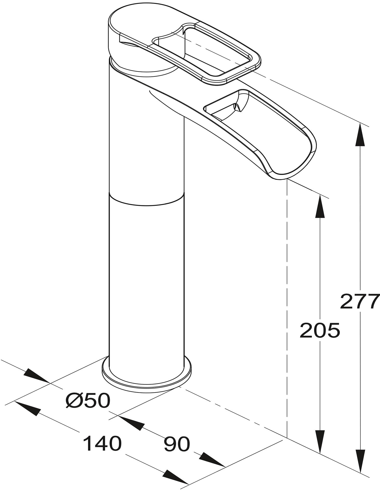 GoodHome Mitigeur haut pour lavabo Olmeto chromé effet chute d'eau