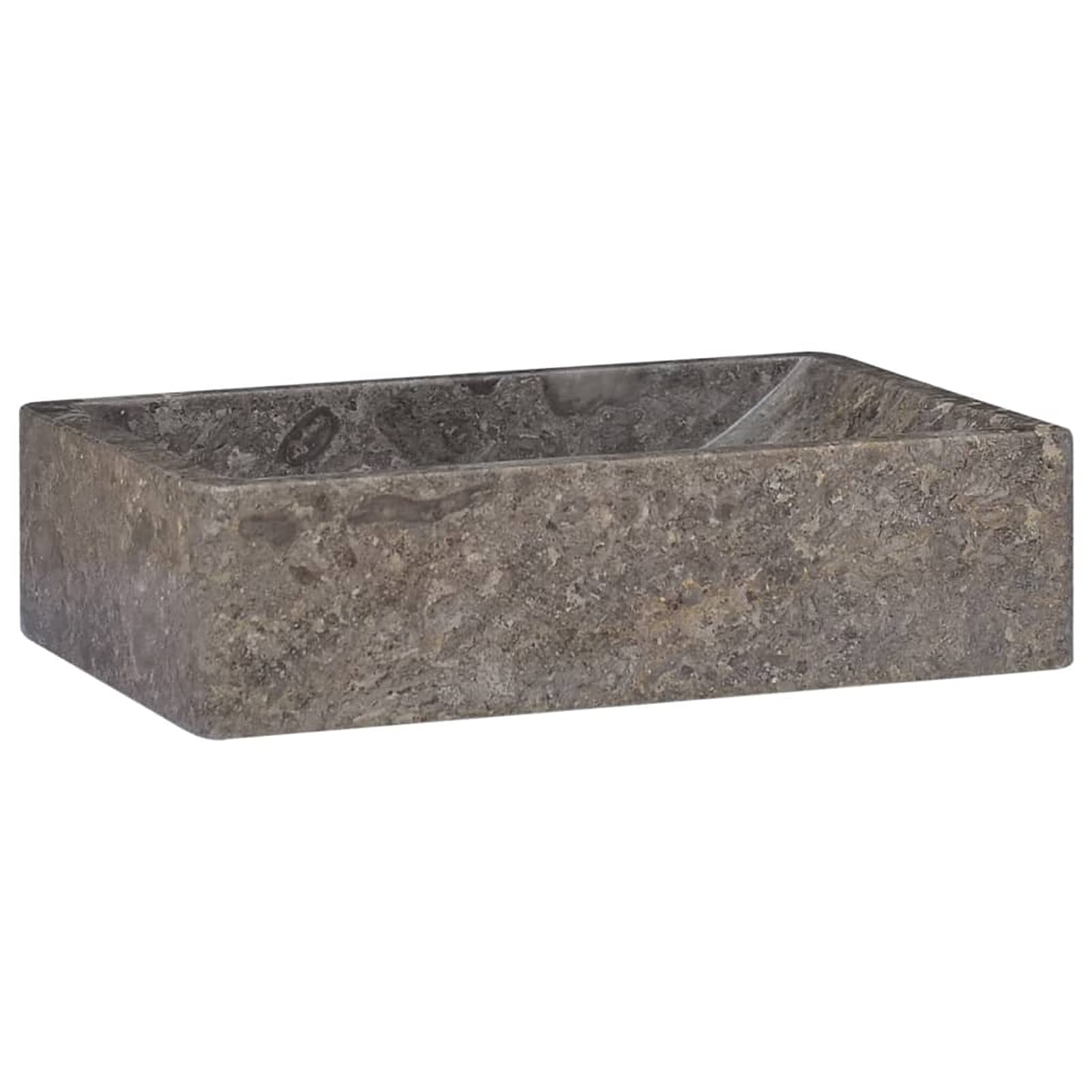 Lavabo de mármol Gris con Brillo 45x30x12 cm Lavabo sobre Encimera Lavabo Piedra