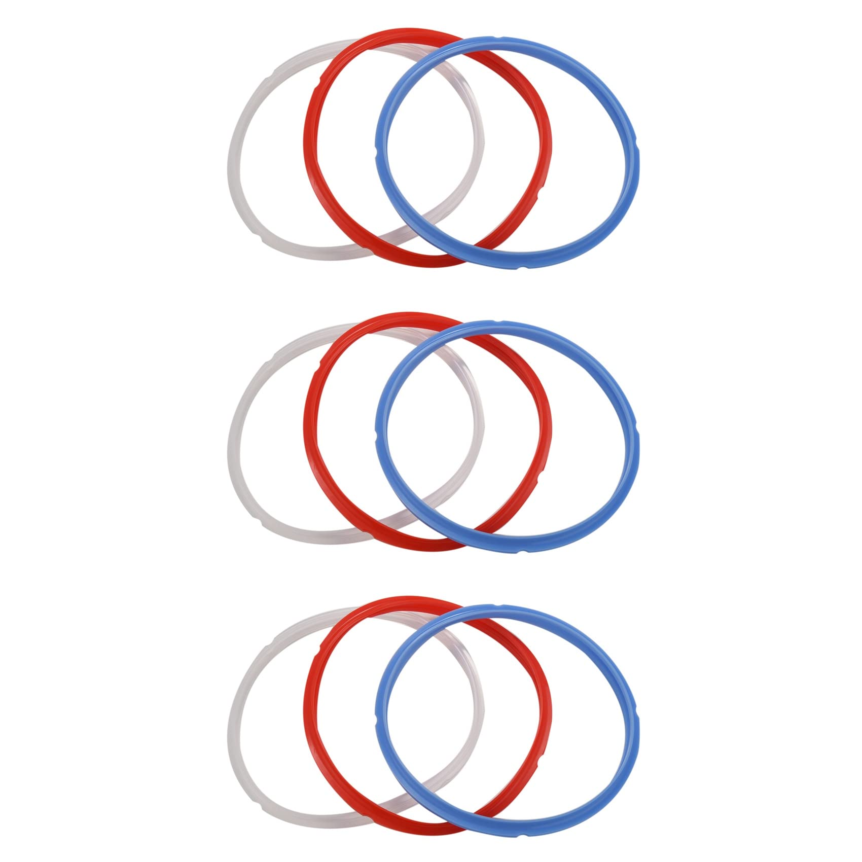 Jnchdghwa Blue & Red & White Silicone Sealing Ring For Pressure Cooker Pot Accessories, Fits 5 Or 6 Quart Models, Red, Blue And White, Pack Of 9