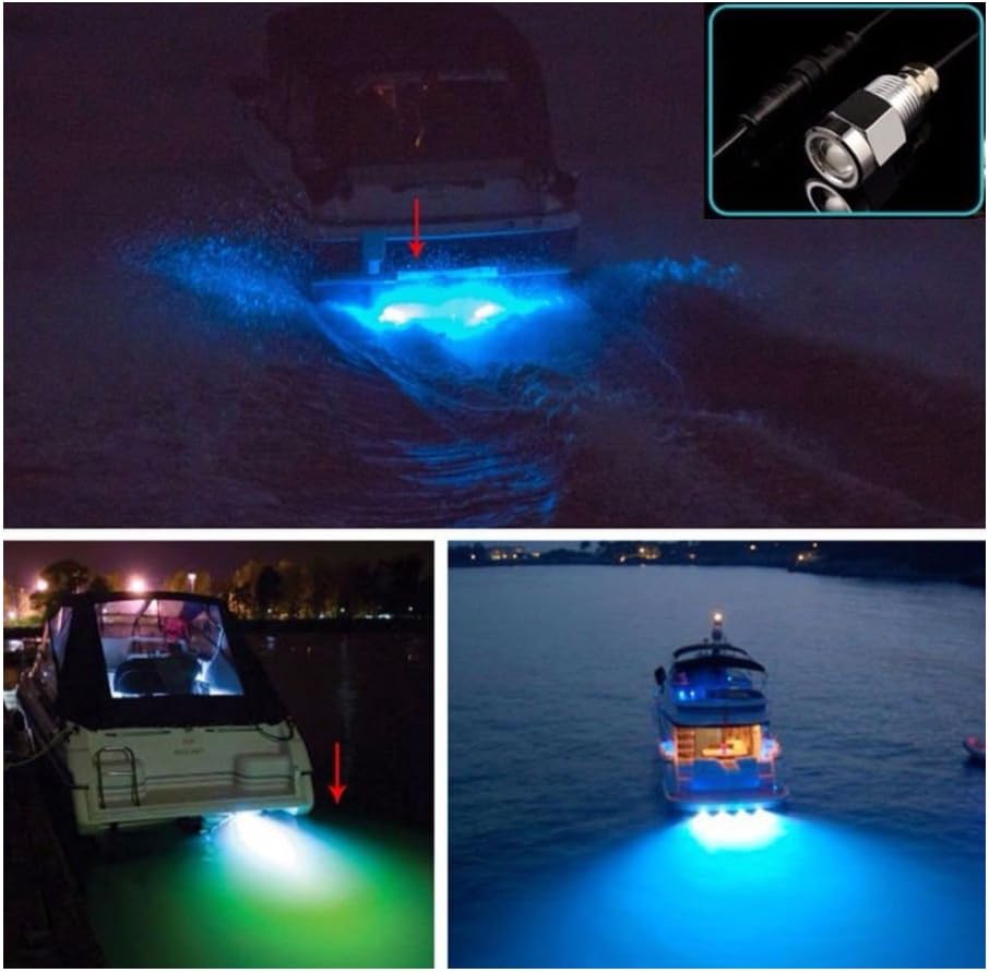 Blue led 1/2" NPT Underwater Boat Drain Plug Light with