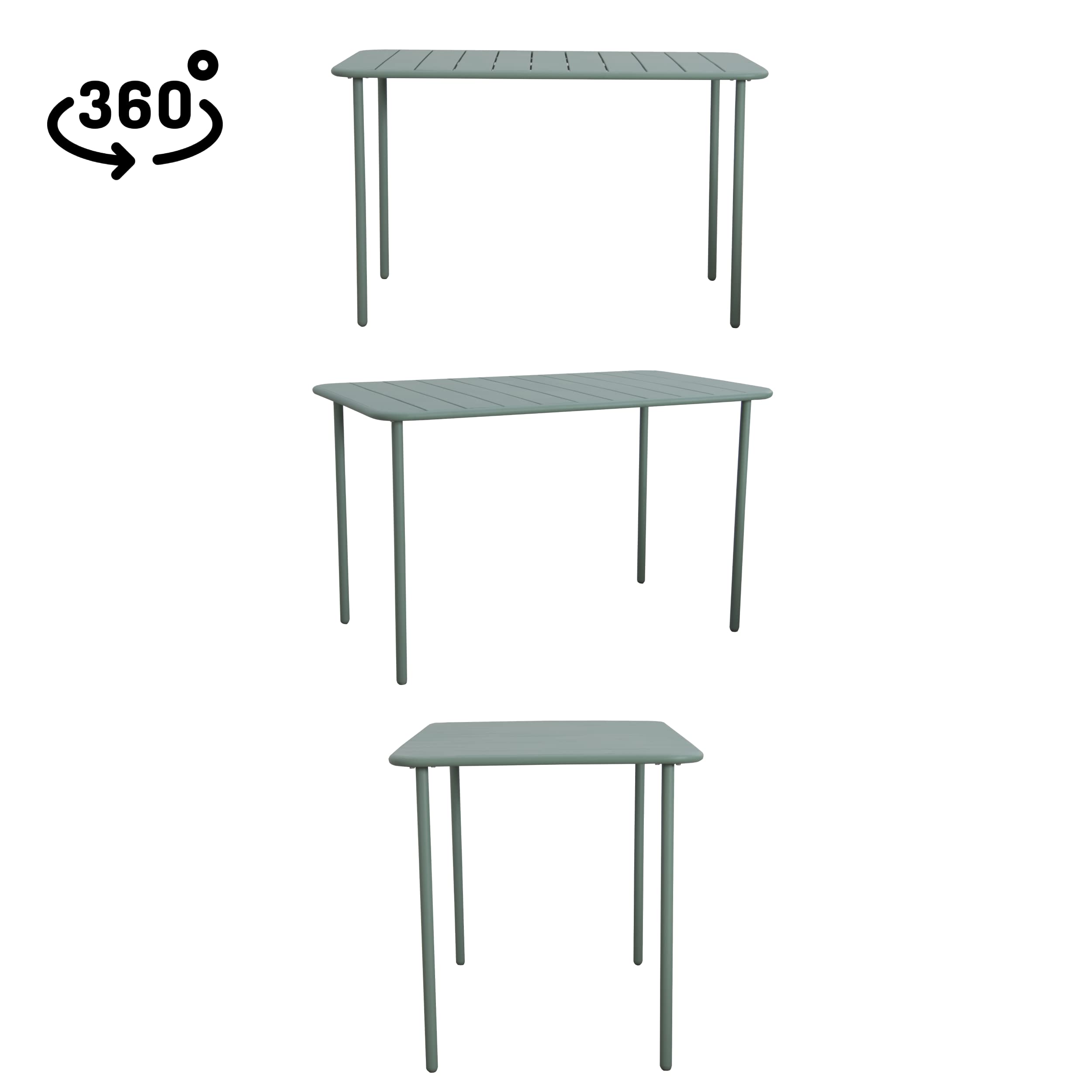 Table De Jardin Élégante En Brun Pour 4 à 6 Personnes - Plateau Bois Épais & Structure Métallique Robuste, 120x70x75cm Idéale Terrasse, Patio & Extérieur