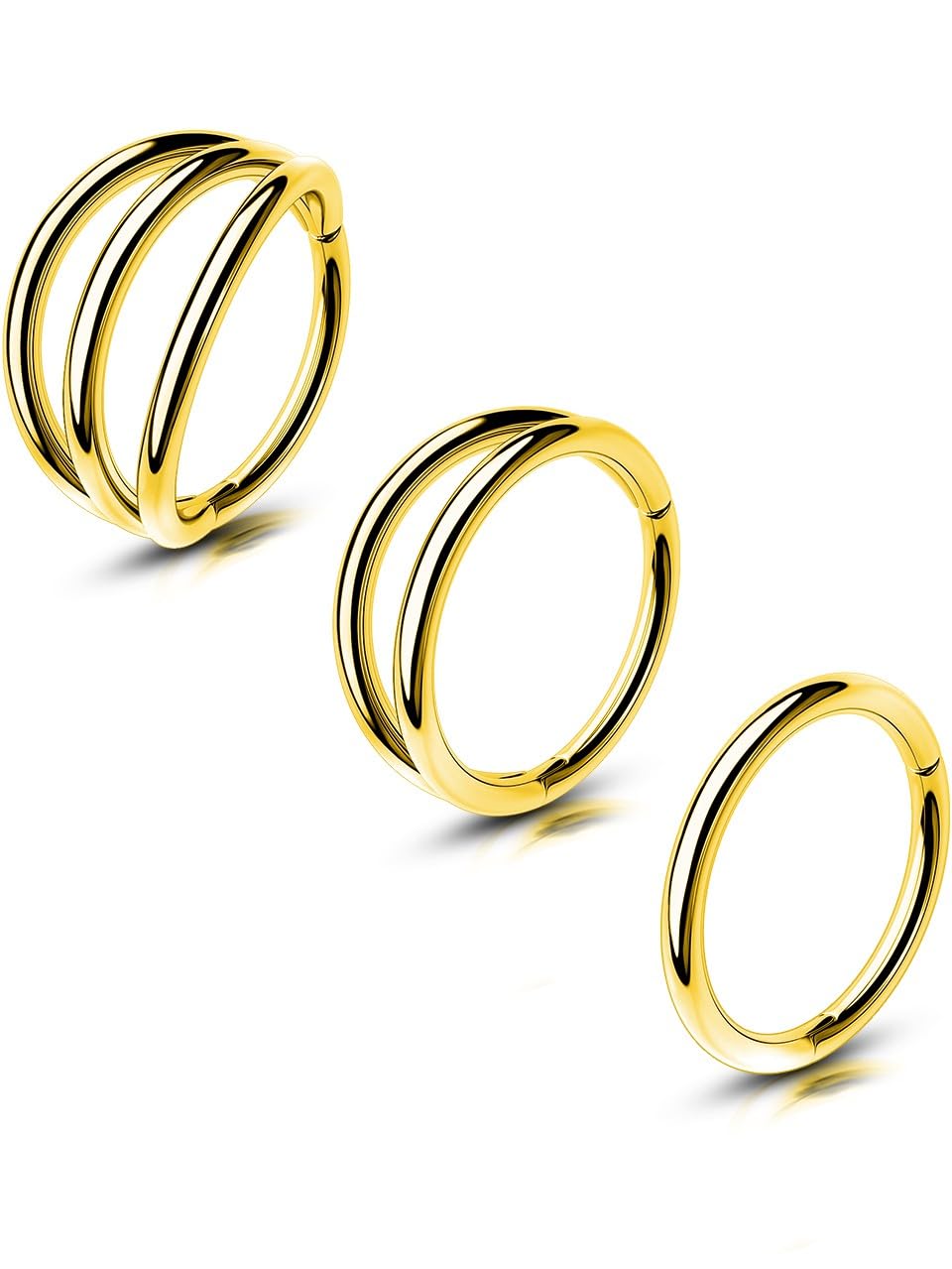 OUFER Body Piercing Cartilage Earring Hoops 3pcs Helix Piercing Ring Hoop 16G 316L Stainless Tragus Lip Labret Rook Snug Conch Septum Piercing Jewellery