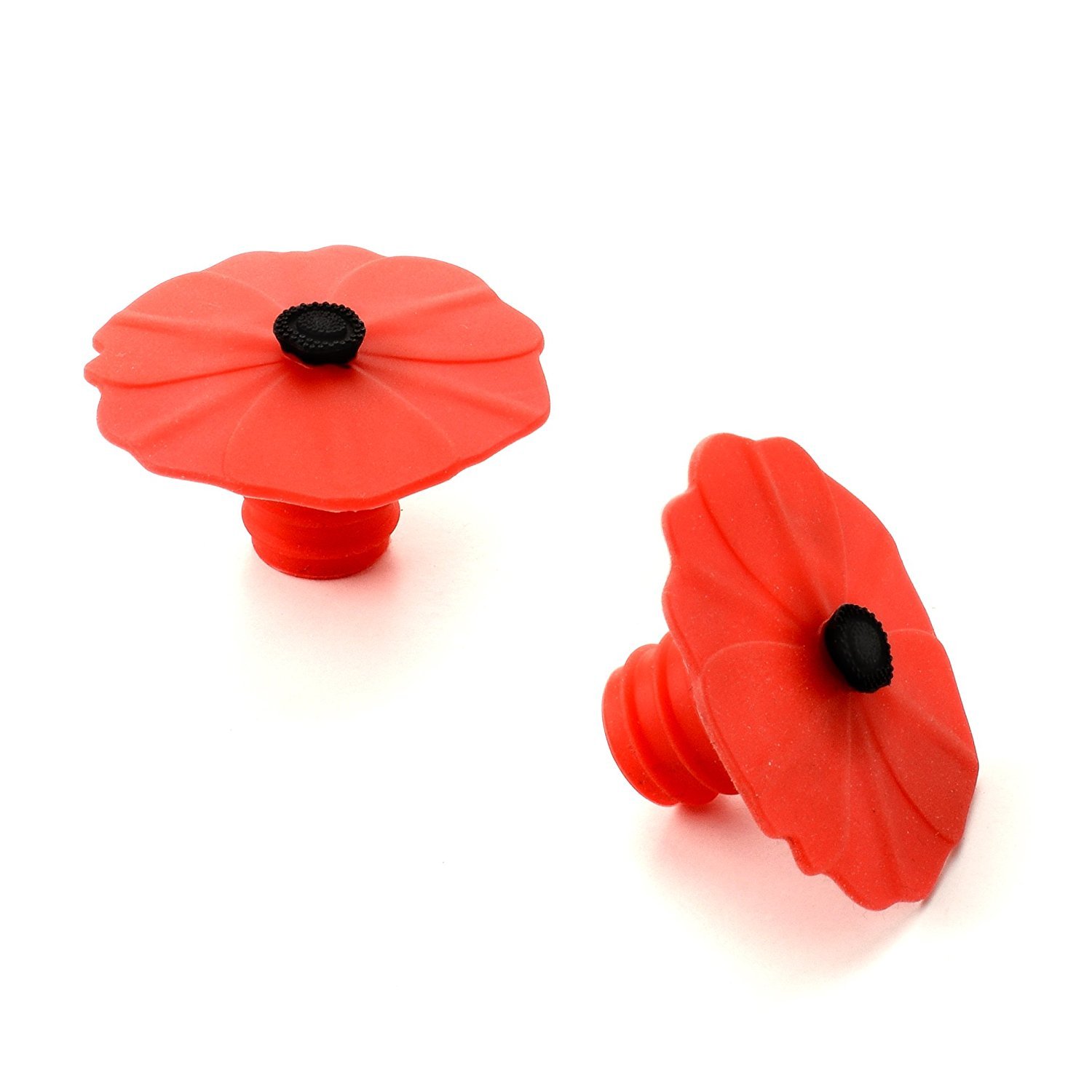 DevaCurl 2 Charles Viancin Poppy Silicone Bottle Stopper, Set of 2, 18/8 Stainless Steel