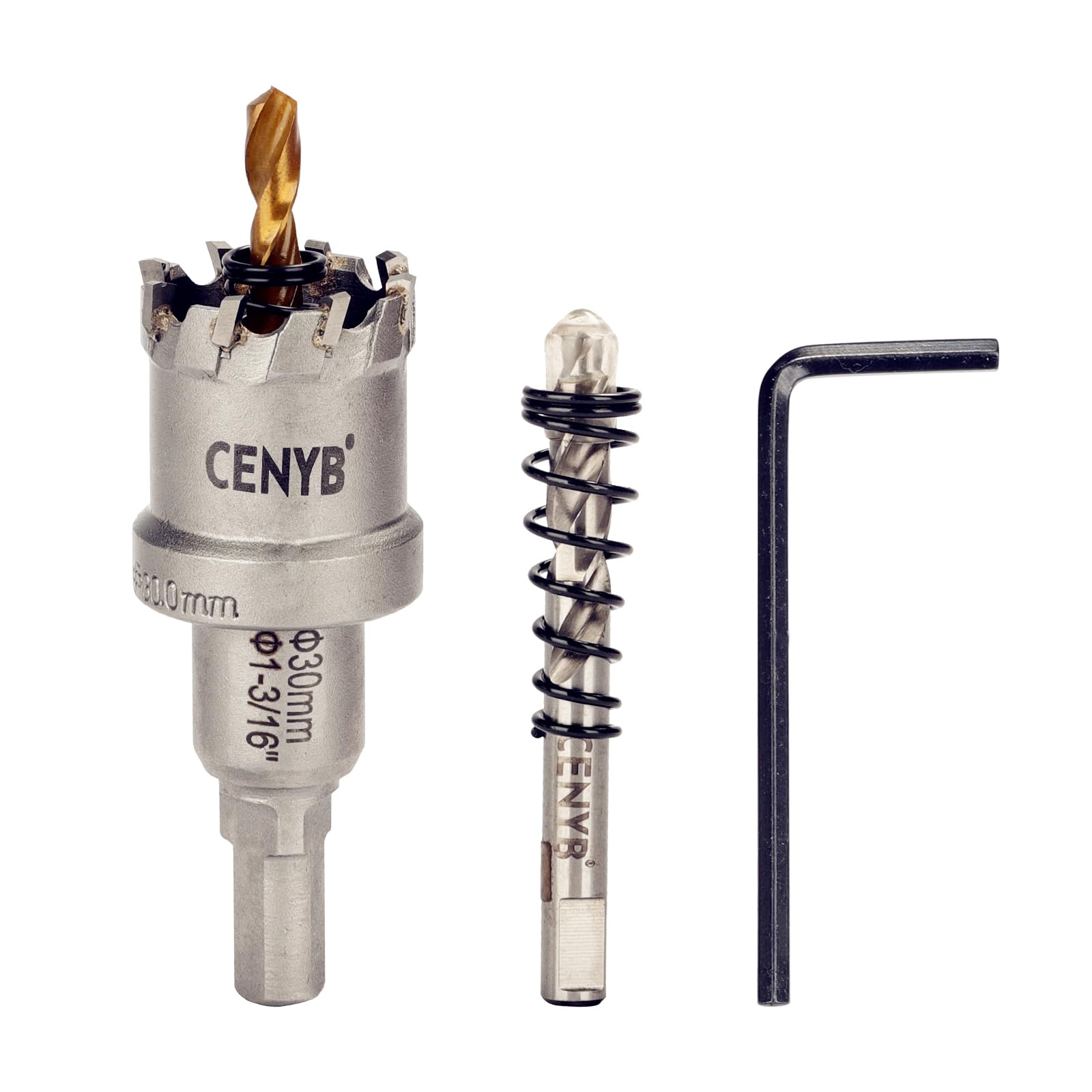 2-1/8" (54mm) Tungsten Carbide Tipped Hole Saw with 2Pcs Titanium-Plated Pilot Drill Bits for Metal, Steel, Iron, Wood, Plastic — view 9