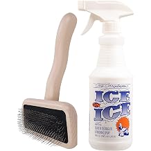 Chris Christensen Groomers Bundle - Karben II Slicker Brush, Remove Shedding Coat, All Coat Types, Small - Ice on Ice Detangler and Finishing Spray, Ready to Use, Glide Through Coat,16 oz