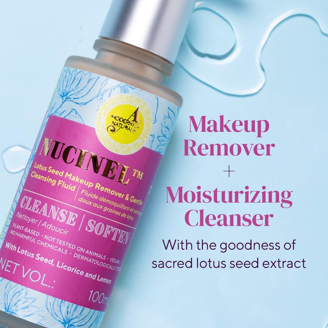 The Ayurveda Experience Nucinel Makeup Remover and Gentle Cleansing Liquid for All Skin Types Power-Clean & Power-Nourish Skin Gently - Dermatologically Tested, 3.5 oz