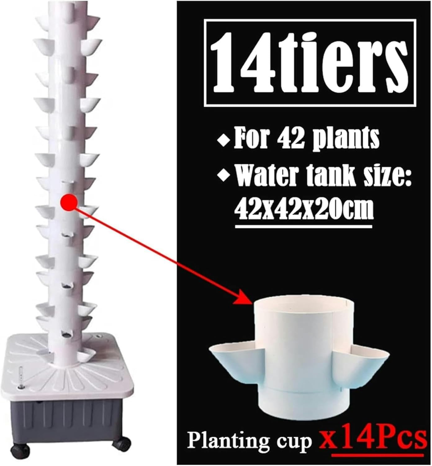 Hydroponics Growing System Balcony Hydroponic Growing System Detachable Colonization Cups Home Garden Farm Greenhouse Vertical Tower Planters Hydroponic Tower (White 15)