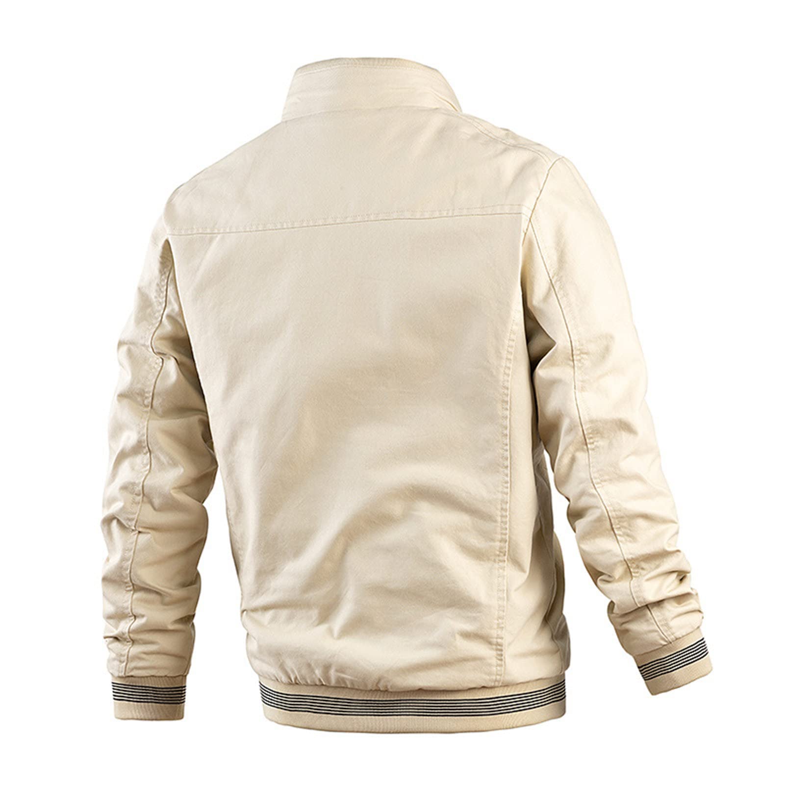 Maiyifu-GJ Bomber Jackets for Mens Fall Winter Slim Fit Lightweight Softshell Coat Cotton Windproof Varsity Baseball Coats (Khaki,Large)
