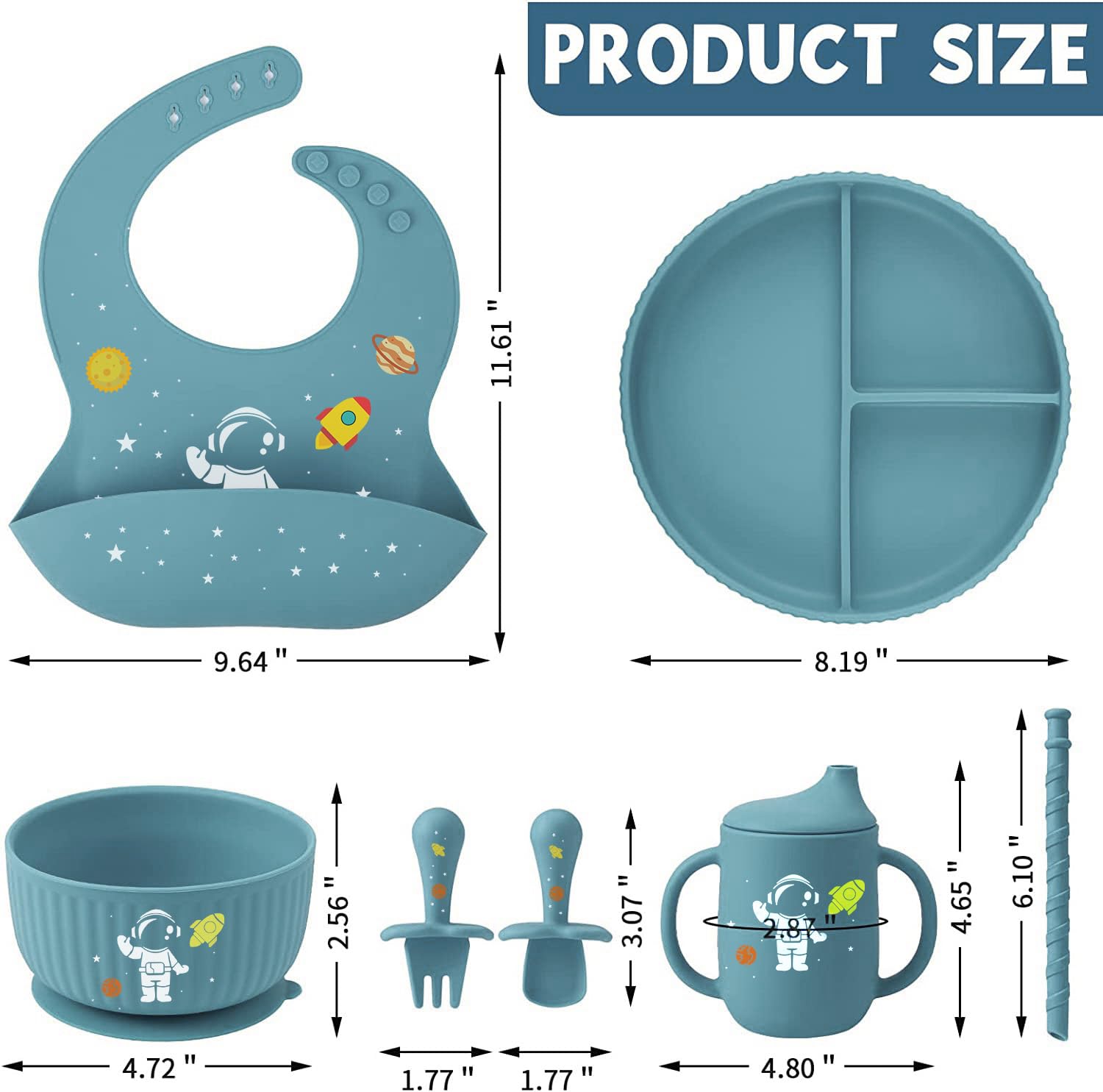 Baby Weaning Set including Pattern, Suction Bowls Sets, Silicone Baby Feeding Set - Image 2