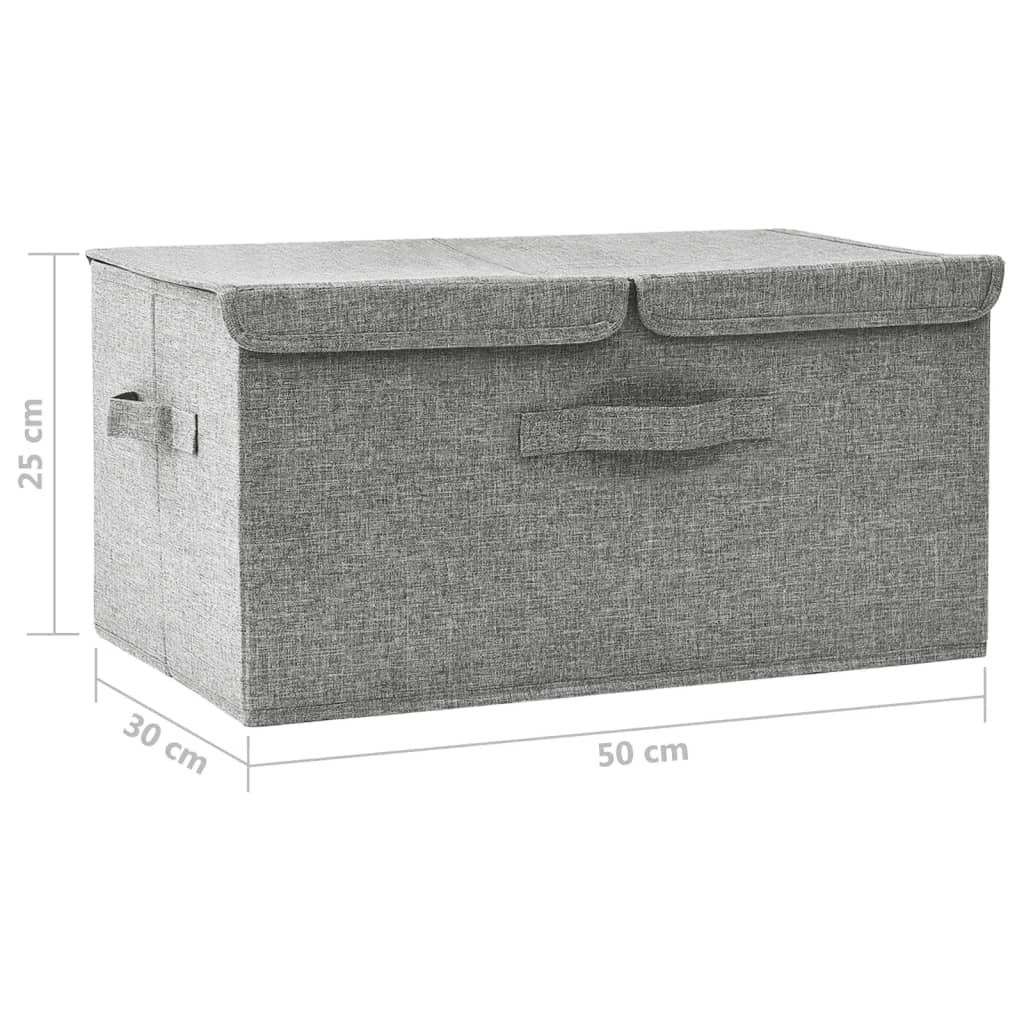 Caja de almacenamiento de tela gris 50 x 30 x 25 cm con 2 compartimentos, plegable, práctico organizador de armario y cajones para almacenamiento y organización
