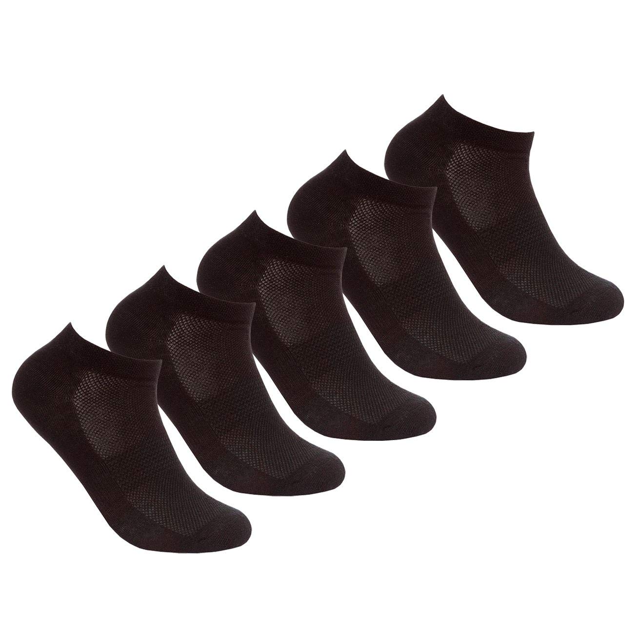Style It Up Ladies 5 Pairs Socks Sports Trainer Gym Everyday Active Activewear Ankle Liners (Black, 4-7 UK)