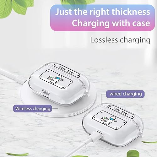 Miniatura 5 de Funda transparente para AirPods, funda para AirPod de 2 y 1 generación, bonita funda de TPU suave de dibujos animados, diseño de moda Kawaii de