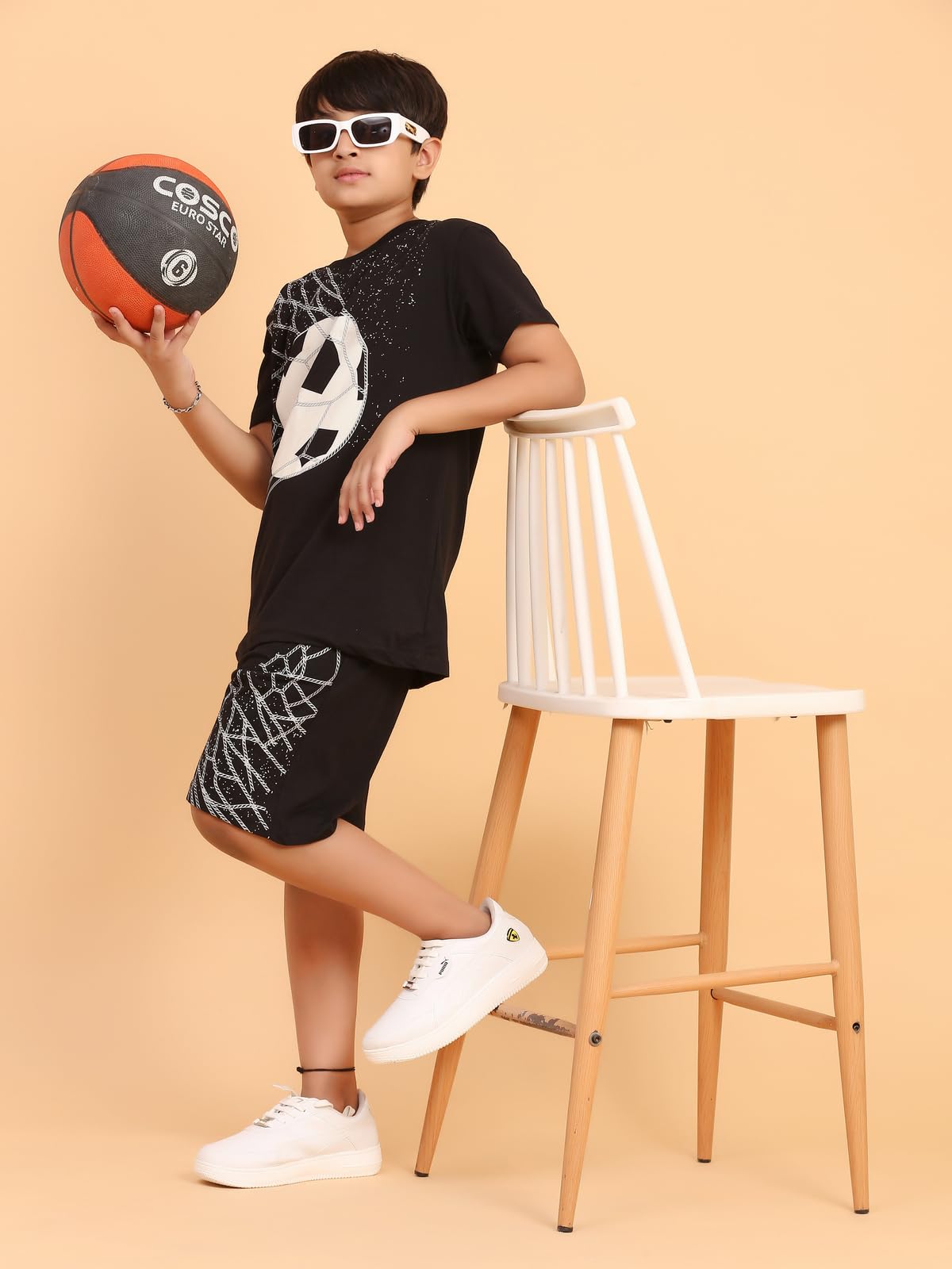 Ninos Dreams Boys Cotton T-Shirt & Shorts Coord Set (10-12 Years, Black 1) - Image 2 thumbnail